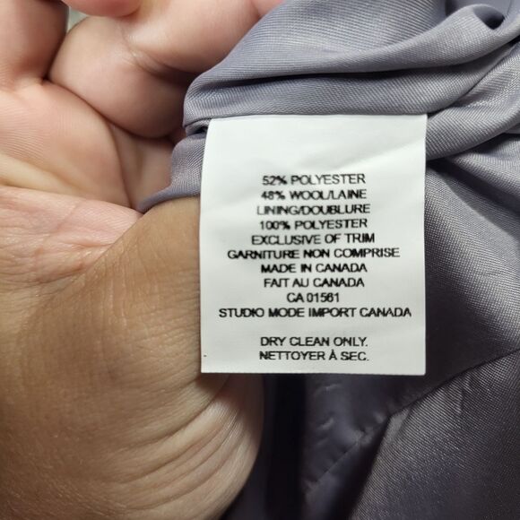 Robert Kitchen Gray Wool Blend Cropped Peacoat Jacket - Size 12 - Picture 13 of 13